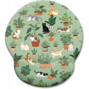 JGD-Tapis De Souris Ergonomique Repose Poignet Gel, Chat Tapis De Souris Rigolo Voyage, Tapis Souris Antid&eacute;rapant Et Anti-Douleur en PU, Accessoire De Bureau Mignon (Chat A) - Neuf