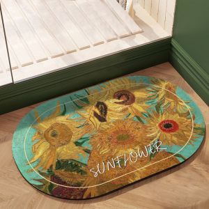 (40x60cm, Tournesol) Tapis De Bain Absorbant Antidérapant Lavable En Machine Tapis De Salle De Bain Tapis De Douche En Microfibre Doux - Neuf