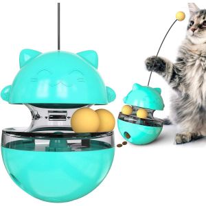 Jouet Pour Chat Interactif Type Culbuto-Balle Interactive Chat-Jouet Chat Avec Baguette Et Distributeur De Croquettes Pour Alimentation Lente-Amusement Autonome Pour Chats - Neuf