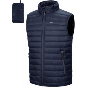 Doudoune Sans Manches Homme Gilet Ext&eacute;rieur Packable, Veste Matelass&eacute;e Et Chaude, Col Montant Manteaux, Blouson Convient &Agrave; La Randonn&eacute;e En Plein Air D&eacute;contract&eacute;e - Neuf