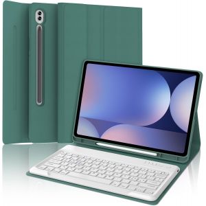 Clavier pour Samsung Galaxy Tab S10 Plus 2024, Galaxy Tab S9/S9FE Plus Clavier 12.4"", Coque Clavier Bluetooth Italien Amovible pour Samsung S10+/S9+/S9 FE+ 12.4 Pouces 2024/2023, Vert Fonc&eacute; - Neuf
