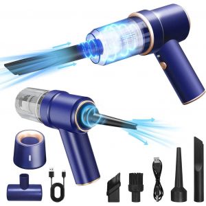 Mini aspirateur portatif sans fil avec fonction souffleur et lumi&egrave;re LED. Mini aspirateur rechargeable pour voiture, maison, bureau, clavier et nettoyage des poils d'animaux. - Neuf