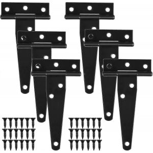 6pcs charnières en T,charnière de porte de grange,charnières en T noires,charnières en T extérieures,charnières de porte en fer,charnières robustes pour portes,fenêtres,hangars 4 pouces SX - Neuf