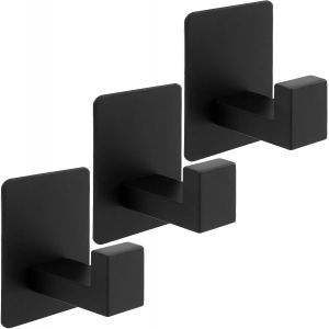 3 Crochets &Agrave; Serviettes En Acier Inoxydable,Crochet Noir Auto-Adh&eacute;sif,Crochet Rectangulaire Sans Per&ccedil;age,Pour La Chambre &Agrave; Coucher,La Salle De Bain,La Cuisine,Le Bureau (Noir) - Neuf