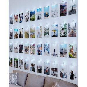 Kal-Guirlande Photo, Guirlande Lumineuse Chambre 10m 100led Guirlande Led Photo Batterie Alimenté Porte Photos Avec 60 Photo Clips Decoration Interieur Chambre Pour Accroche Photo - Blanc Froid - Neuf