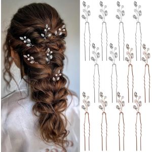 Kal-Lot De 12 Accessoires De Coiffure Pour Mariée - Épingles À Cheveux En Strass Pour Mariée Et Demoiselles D'honneur, Bijoux De Cheveux Floraux Argentés Pour Femme - Neuf