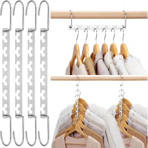 LETNERNY-Lot De 4 Cintres Économ ur D'Espace Pour Vêtements | Organ ur Robuste | Capacité De 13,6 Kg | Cintres Magiques En Métal Pour Économ r De L'Espace - Neuf