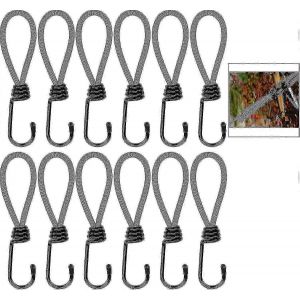 12 Pièces Crochet Élastique,Bâche Crochet Élastique Cordons Élastiques Camping Avec Crochet,Sangle Élastique Pour Bâches - Neuf