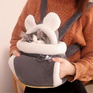 Chat Sac De Transporteur En Peluche Front Chaud Sac À Dos Pour Les Petits Chats Et Les Chiens, Voyage Léger Transporteur Avec Des Poches Latérales (L, Jusqu'à 6 Kg) - Neuf