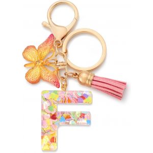 TIANYI-Porte-cl&eacute;s avec initiales pour Filles et Femmes, Rose, Mignon Papillon en Forme de coeur, pour Sac &agrave; Dos, Cartable - Neuf