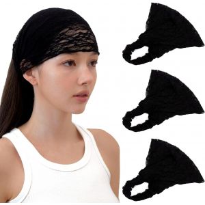 Lot De 3 Bandeaux Larges En Dentelle Douce Pour Femme, Bandana 2 Voies Pour Filles - Accessoires De Cheveux Quotidiens (Blanc + Rose + Marron, Taille Unique) - Neuf