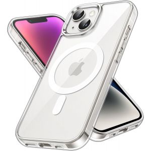 LORANKA-Coque Magn&eacute;tique pour iPhone 14 Plus 6,7 Pouces Compatible avec MagSafe Recharge sans Fil, &Eacute;tui Housse de T&eacute;l&eacute;phone Antichoc, Dos Transparente Anti-Rayures (Transparente) - Neuf