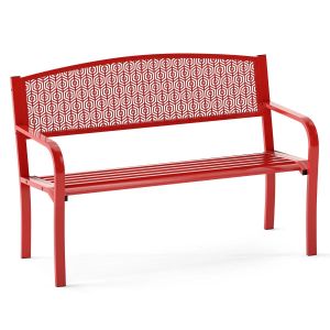 Banc De Jardin 60 X 128 X 86 Cm 2-3 Personnes Avec Accoudoirs Courb&eacute;s Et Si&egrave;ge Ergonomique En M&eacute;tal Noir Helloshop26 20_0019490 - Neuf