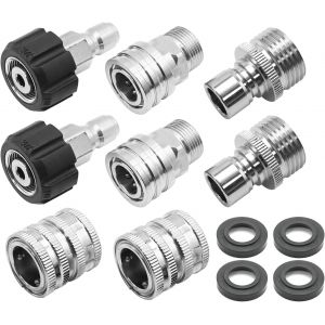 Ulteronixshop-Lot de 8 adaptateurs pour nettoyeur haute pression M22 pivotant vers raccord rapide de 1,9 cm &agrave; d&eacute;gagement rapide, raccords de tuyau d'arrosage en acier inoxydable - Neuf