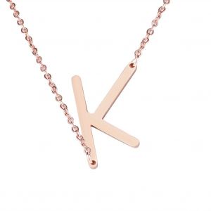 Colliers Tendance En Acier Inoxydable Avec Pendentif En Forme D'alphabet, Or Rose K - Neuf