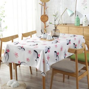 Hjlian Nappe En Coton Et Lin, Motif Lotus Rose (140 X 140 Cm) - Neuf