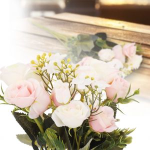 Hjlian Bouquet De Roses Artificielles Multicolores Pour Decoration De Mariage (Rouge) - Neuf