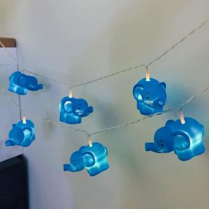 lbgwp60-10 Led En Forme D'Éléphant - 1,65 M De Long - Blanc Chaud - Fonctionne Avec Piles - Décoration De Chambre À Coucher - Éléphant Bleu - Neuf