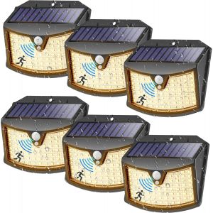 Lampe Solaire Exterieur, ¿Lot De 6¿ Lumière Solaire Extérieure, 3 Modes Ip65 Étanche - Éclairage Extérieur Solaire Pour Jardin, Garage, Patio, Lampe Exterieur Murale, Lumière Chaude - Neuf