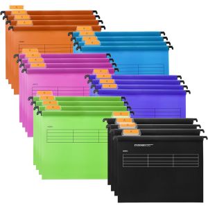 Moiuy-24pcs A4 Dossiers Suspendus [Pack 24],Classeur En Pp Avec Onglets Et Insertions, Classeur Suspendu Pour Bureau, ¿¿Cole Et Bureau De Travail Classification Des Dossiers Classeur - Neuf