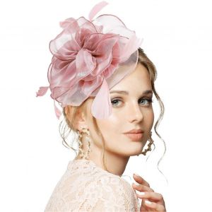 Chapeaux De Mariage Bibis Pour Femmes,&Eacute;l&eacute;gant Fleur Plume Cheveux Bibi Bandeau Avec Clips,Chapeau De Cocktail Mariage Th&eacute; Party Couvre-Chef Dames Derby H - Neuf