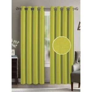 Rideaux - Homerokk - Effet Lin - Vert Anis - 140 X 260 Cm - Polyester R&eacute;sistant - Neuf