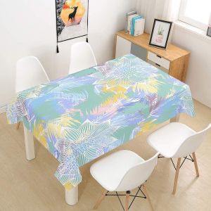 SJZG-Nappe Rectangulaire Imperméable, 3D Plantes Tropicales Imprimé Anti Tache Lavable Nappes Entretien Facile Pour Cuisine Jardin Picnic Party Exterieur De Table (La Peinture,100X140Cm) - Neuf