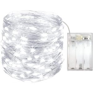 TRAHOO-Guirlande Lumineuse 12m 120 LED - Guirlande Lumineuse a Pile Mini Led Int&eacute;rieur Girlande de Lumi&egrave;re Decoration pour Chambre No&euml;l Mariage Soir&eacute;e Maison Jardin Fairy Lights, Blanc Froid - Neuf