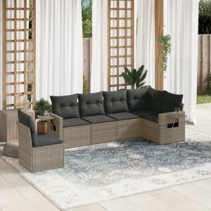 Prolenta Premium - Salon De Jardin 6 Pcs Avec Coussins Gris R&eacute;sine Tress&eacute;e - Neuf