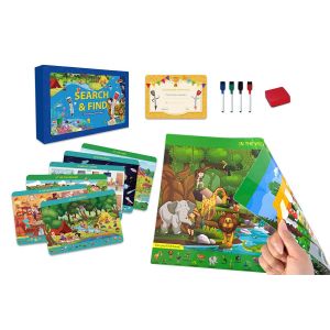 Livre d'activit&eacute;s de recherche et de d&eacute;couverte pour enfants d'&acirc;ge pr&eacute;scolaire avec tapis, stylos, autocollants et gomme - Neuf