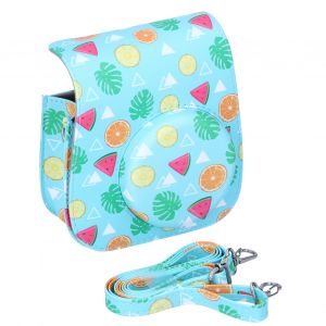 Etui de rangement vintage en PU pour appareil photo Fujifilm Instax Mini 11/9/8, motif bleu et fruits - Neuf