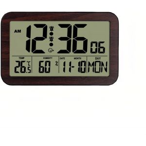 ERYI-Réveil Digital Avec Snooze, Température Et Humidité, Date Et Semaine, Affichage Lcd Hd Sur Grand Ecran, Multiples Couleurs, Alimenté Par Piles Pour Chambre À Coucher Salon - Neuf