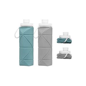 Lot De 2 Bouteilles D'eau Pliables Sans Bpa (Vert Et Gris) - Légères, Étanches, Résistantes À La Température, Parfaites Pour L'hydratation En Déplacement ! - Neuf