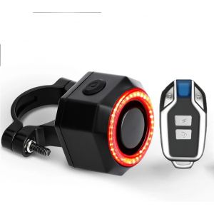 Chenquansarl-Alarme De Vélo 4 En 1 Alarme De Vélo Avec Feu Arrière/Feux Stop/Cloche De Vélo Étanche Alarme De Vélo Batterie Intégrée De 700mah Pour Vélos Électriques Vélo Scooter - Neuf