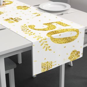 1pcs Chemin De Table D'or 50 Ans Chemin De Table Doré Pour Fête Anniversaire Mariage Nappe Ruban Pour Noces D'or 50x 300cm Décoration 50e Anniversaire Pour Homme Femme - Neuf