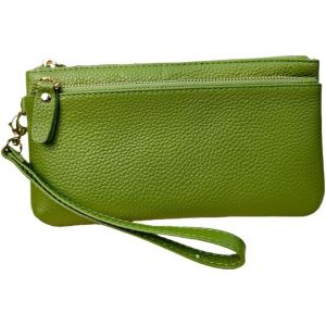 Pochette En Cuir Synth&eacute;tique Avec Fermeture &Eacute;clair - Couleur Unie - Motif Litchi - Pour Cartes De Cr&eacute;dit,Factures,Billets,Rouges &Agrave; L&egrave;vres - Neuf