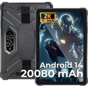 HOTWAV R9 Pro Tablette Incassable, 20Go + 256Go/TF 2To Android 14 Tablette, &iquest;&iquest;cran 11"" FHD+ Tablette Tactile, 20080mAh, 64MP+16MP, Dual SIM 4G, WLAN 5G, Octa Core, IP68&IP69K, Face ID, GPS, OTG, Noir - Neuf