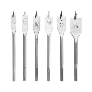 Ensemble de 6 forets plats &agrave; queue hexagonale pour le travail du bois - Neuf