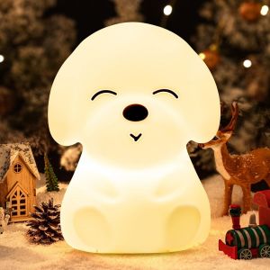 Veilleuse Enfant, Veilleuse Bébé Chien Avec Minuteur, Rechargeable, Veilleuse Garçon Portable, Veilleuse Silicone Bébé, Veilleuse Led Enfant, Cadeau Bébé (1 Paquet) - Neuf