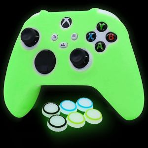 Coque Phosphorescente En Silicone Pour Manette Xbox Series X,Coque De Protection Antidérapante En Caoutchouc Souple Pour Manette Xbox Series S Avec 6 Capuchons De Pouce Phosphorescents. - Neuf