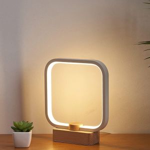 Lampe De Table Led En Bois, 3 Couleurs De Température, Veilleuse De Chambre À Coucher, Éclairage Led À Intensité Variable, Petite Lampe De Bureau Pour Salon, - Neuf