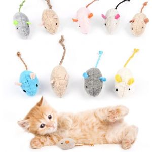 Catnip Jouets Souris, 9pcs Teeth Cleaning Jouet Interactif &Agrave; L'herbe &Agrave; Chat, Mini Souris En Peluche Jouet &Agrave; M&acirc;cher &Agrave; L'herbe &Agrave; Chat Pour Kicking, Playing And Indoor Interacting (Color Mix) - Neuf