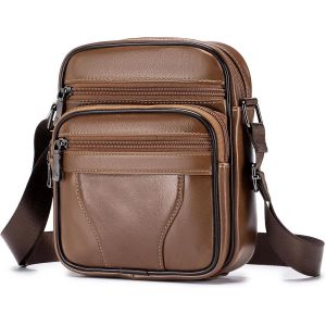 CAUC-Sacs Bandouli&egrave;re Homme Sacoche en Cuir Petite Sacs &agrave; Main Homme Sac Port&eacute; Epaule Travers Sac Homme Bandouliere pour Affaires Sac Besace pour Les Loisirs - Neuf