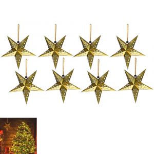 Lot de 8 lanternes &eacute;toiles en papier 3D pour d&eacute;coration de No&euml;l et de f&ecirc;tes, abat-jour suspendu, 30 cm de diam&egrave;tre - Neuf