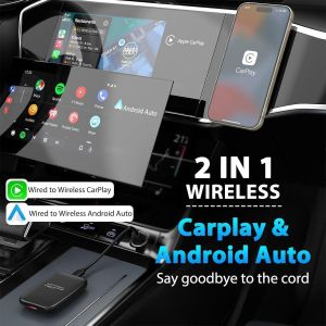 BLAZEFLUX-Dongle CarPlay Android Auto sans fil, supporte Netflix YouTube, boitier video cables USBA-C et USBC-C iPhone Android - Neuf