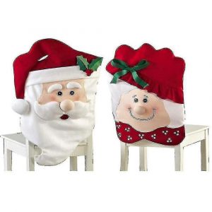 Décorations de Noël vieil homme bonhomme de neige chaise couverture chaise de salle à manger de Noëlrouge - Neuf
