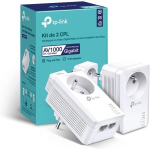 SUBZONAL-CPL 1000Mbps avec 2 Port Gigabit et Prise Intégrée, Boitier CPL Kit de 2 - idéale pour Profiter du Service Multi-TV à la Maison, Compatible Toutes Les Box, TL-PA7027P KIT (FR) - Neuf