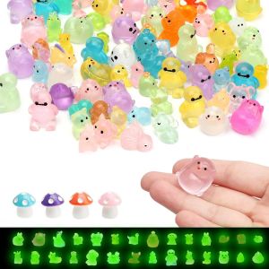 Sansh-130 Pcs Mini Animaux En Résine Avec 4 Pcs Mini Champignons En Résine, Minuscules Animaux Lumineux Petites Figurines Animauxs En Miniature Pour Jardins Paysagers Miniatures - Neuf