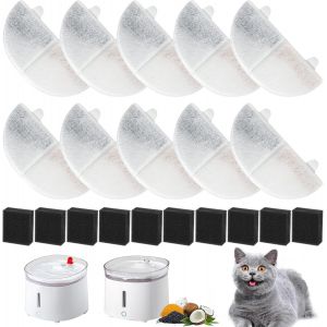 Chat Fontaine À Eau Filtre 10pcs Chat Fontaine À Eau Filtre À Piles Chat Fontaine À Eau Filtre Chat Fontaine À Eau Filtres De Remplacement Compatibles Avec Chat Distributeur D'eau Wf20 Cf20 - Neuf