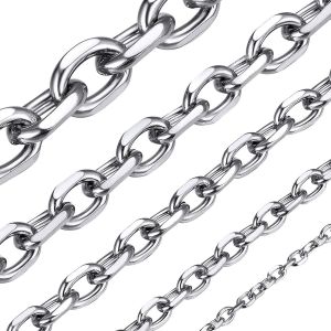 Trahoo-Chaine Homme Acier Inoxydable Collier Massif Femme Gourmette Garçon Pour Pendentif Maille Fille Gros Fine[Acier/Or/Noir-Largeur:3/5/7/9/12 Mm-Longeur:46/51/55/61/66/71/76 Cm] Fête Pères - Neuf